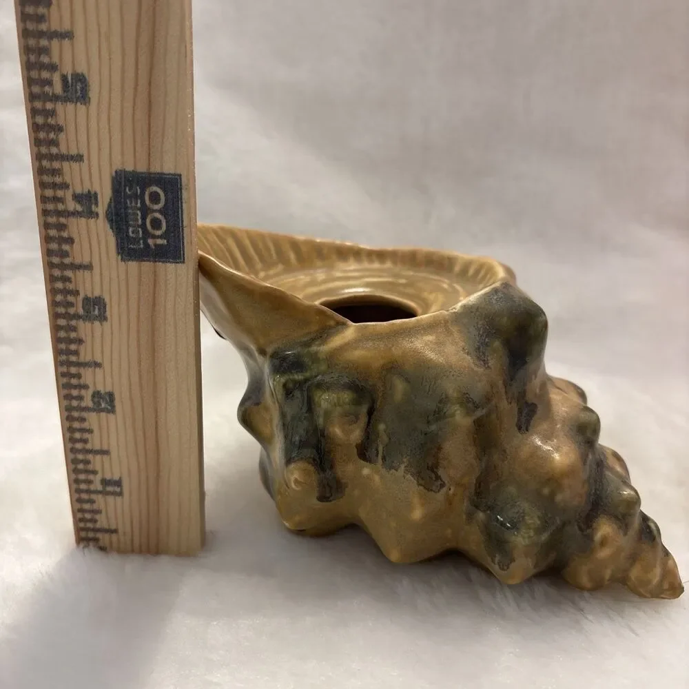 Vintage Aroma Lite Shell Bud Vase/Oil Candle With Drip Glaze